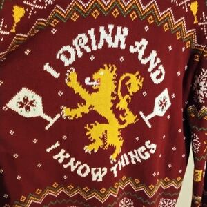 Game of Thrones "I Drink And I Know Things" Size XL Christmas Ugly Sweater